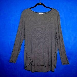 LOFT Outlet Striped Long Sleeve Shirt - Women's Size XL - Black & White Tunic